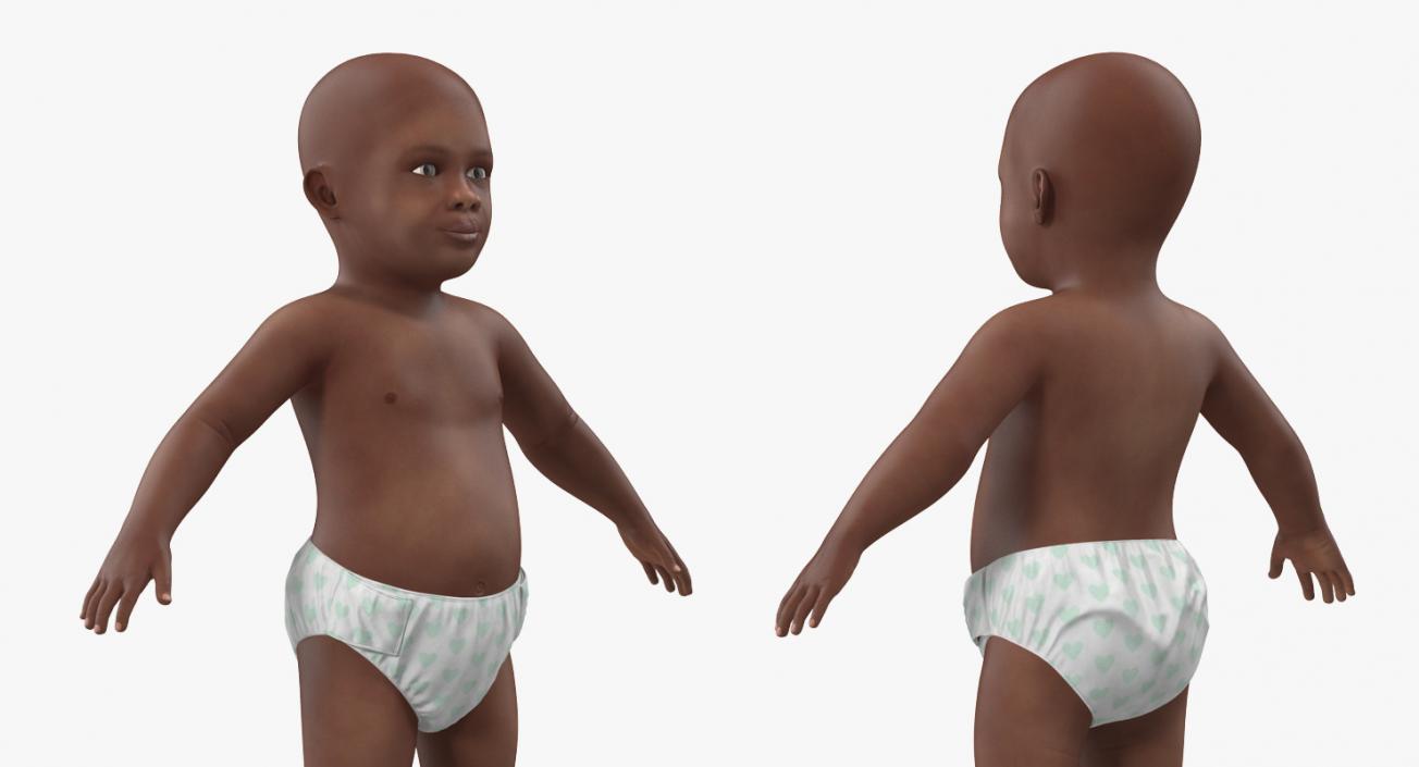 3D African American Baby Rigged model