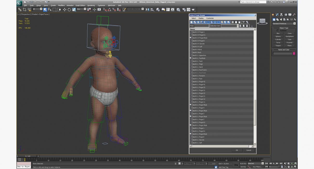 3D African American Baby Rigged model