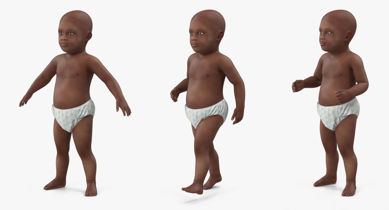 3D African American Baby Rigged model