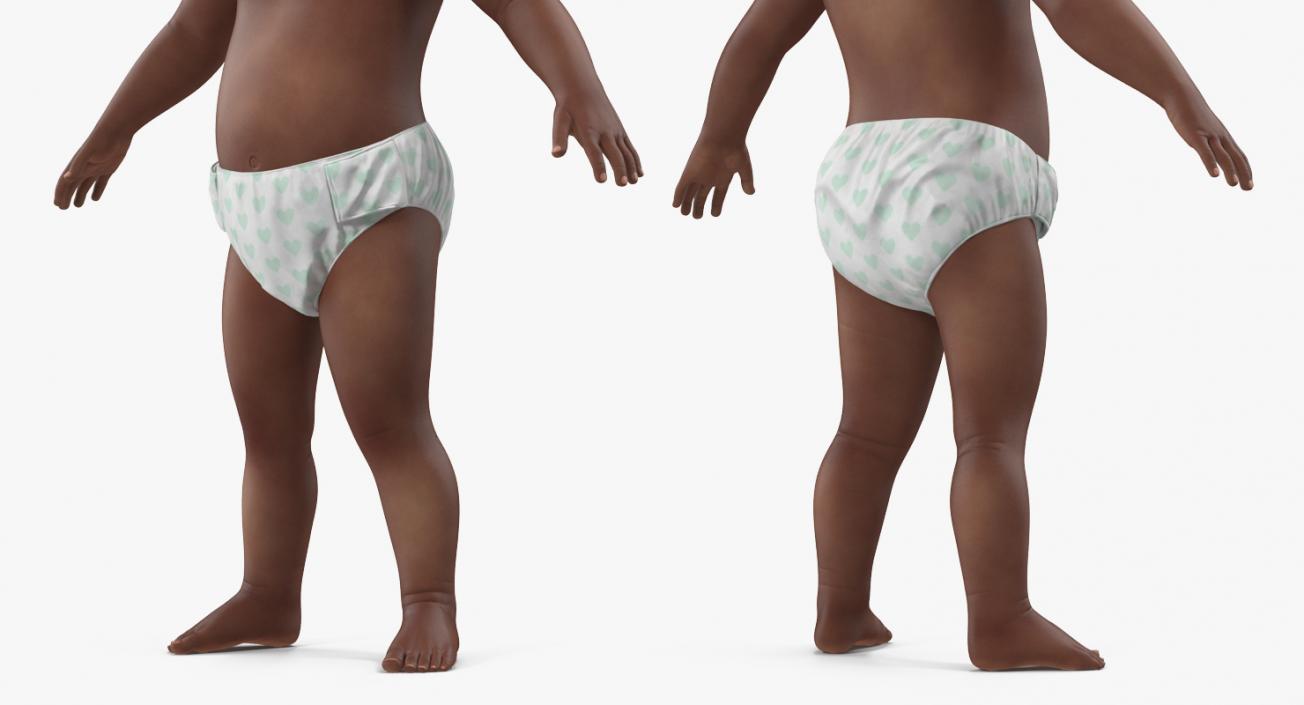 3D African American Baby Rigged model