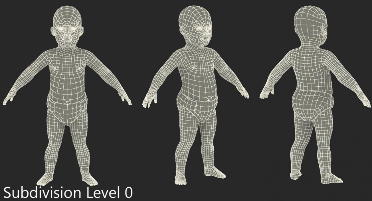 3D African American Baby Rigged model