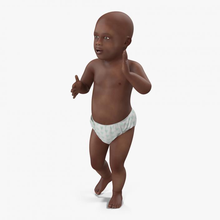 3D African American Baby Rigged model