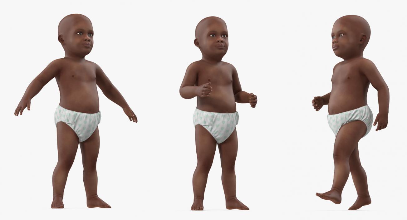 3D African American Baby Rigged model