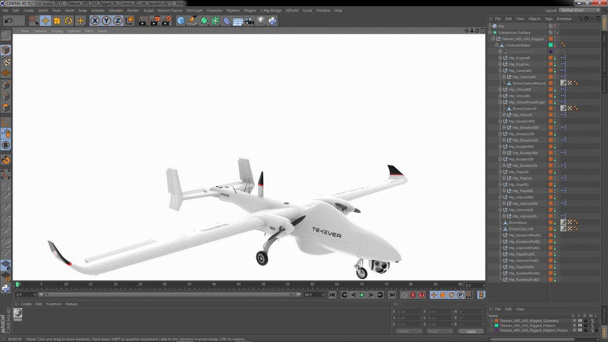 3D Tekever AR5 UAS Rigged for Cinema 4D