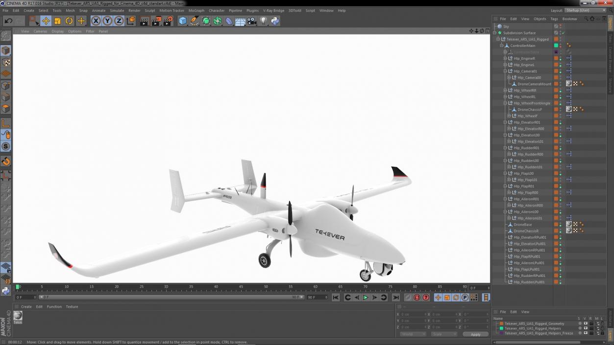 3D Tekever AR5 UAS Rigged for Cinema 4D