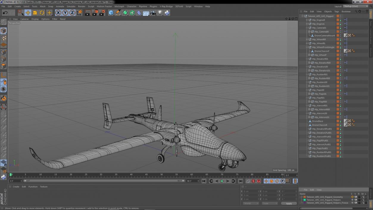 3D Tekever AR5 UAS Rigged for Cinema 4D