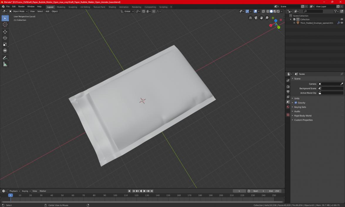 3D model Kraft Paper Bubble Mailer Open