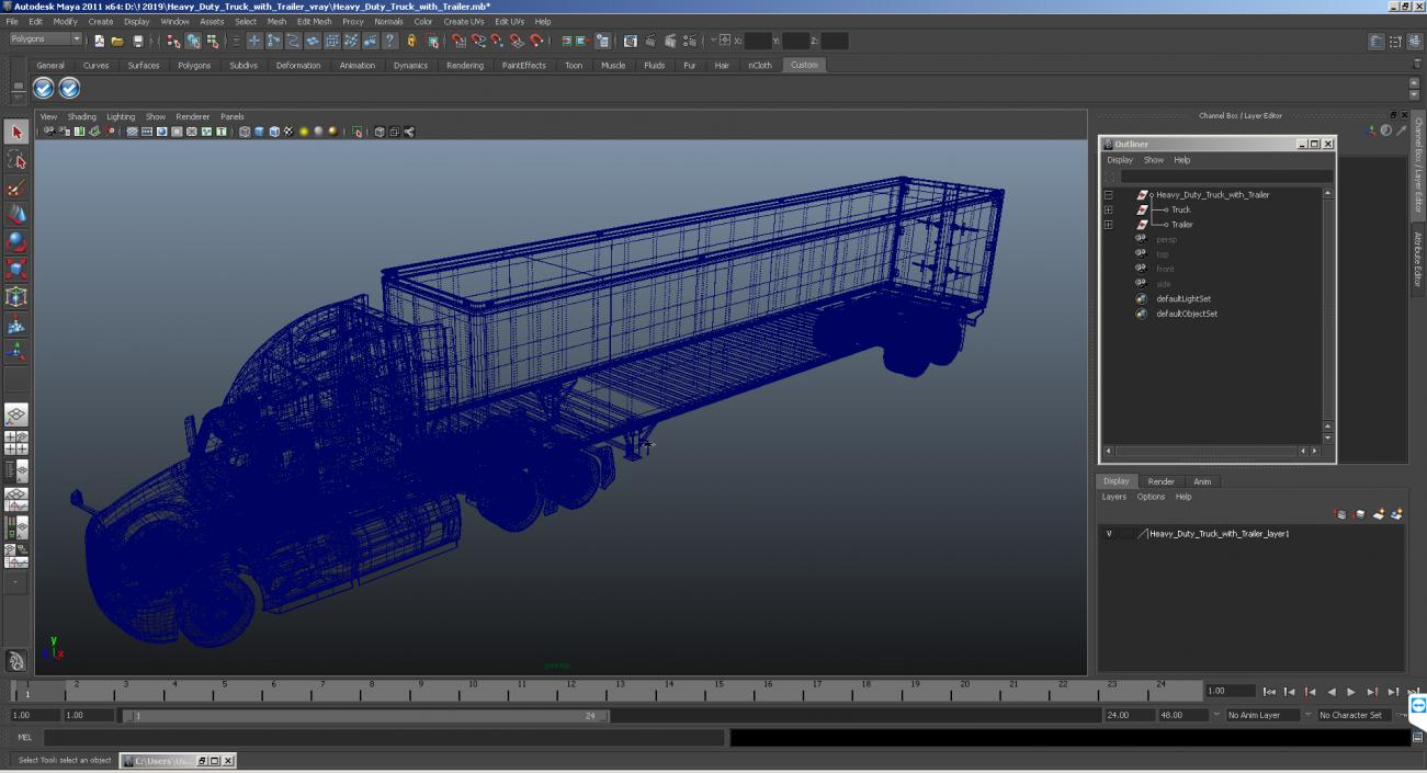 International LT625 with Semi Trailer 3D