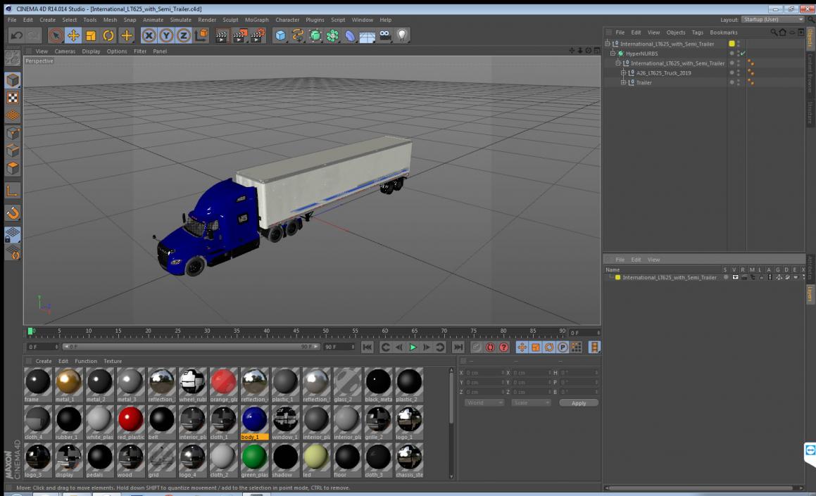 International LT625 with Semi Trailer 3D