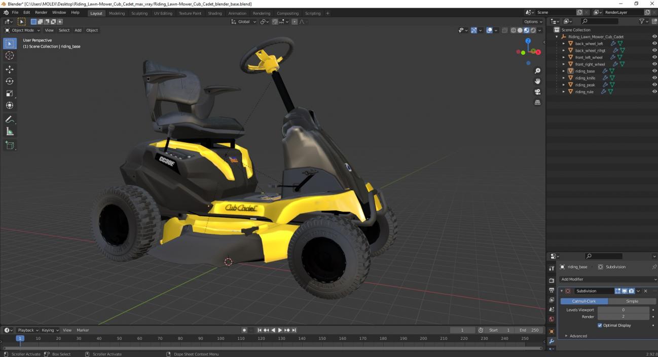 Riding Lawn-Mower Cub Cadet 3D