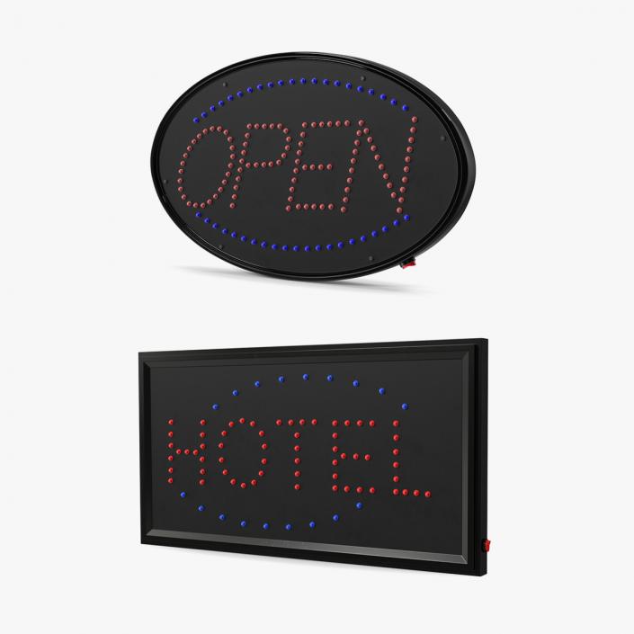 3D Light Sign Boards Collection model