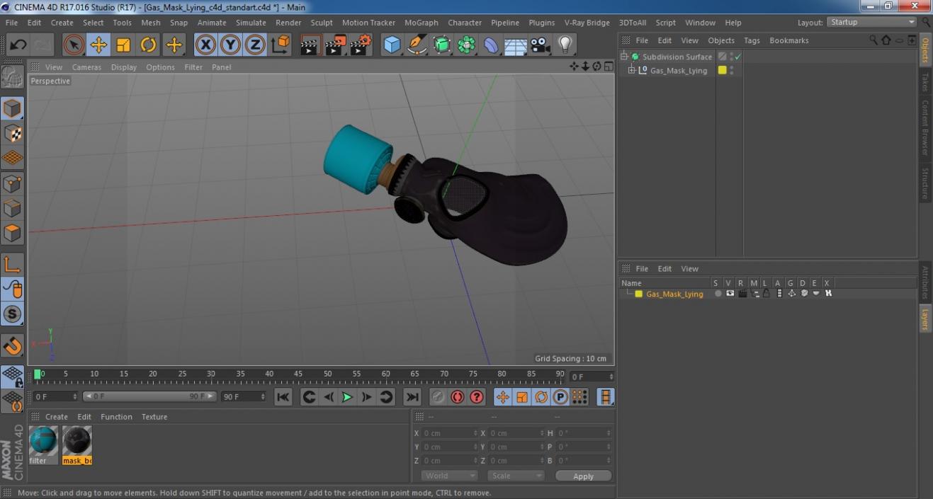Gas Mask Lying 3D model