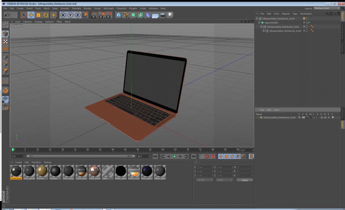 3D model Ultraportable Laptop Gold