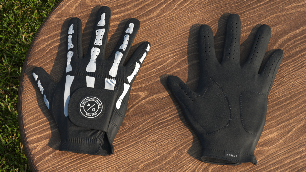 Lying Black Asher Premium Golf Gloves 3D