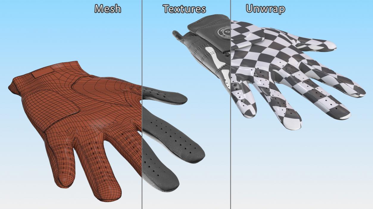 Lying Black Asher Premium Golf Gloves 3D