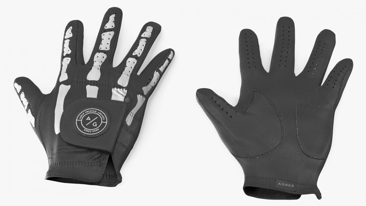 Lying Black Asher Premium Golf Gloves 3D