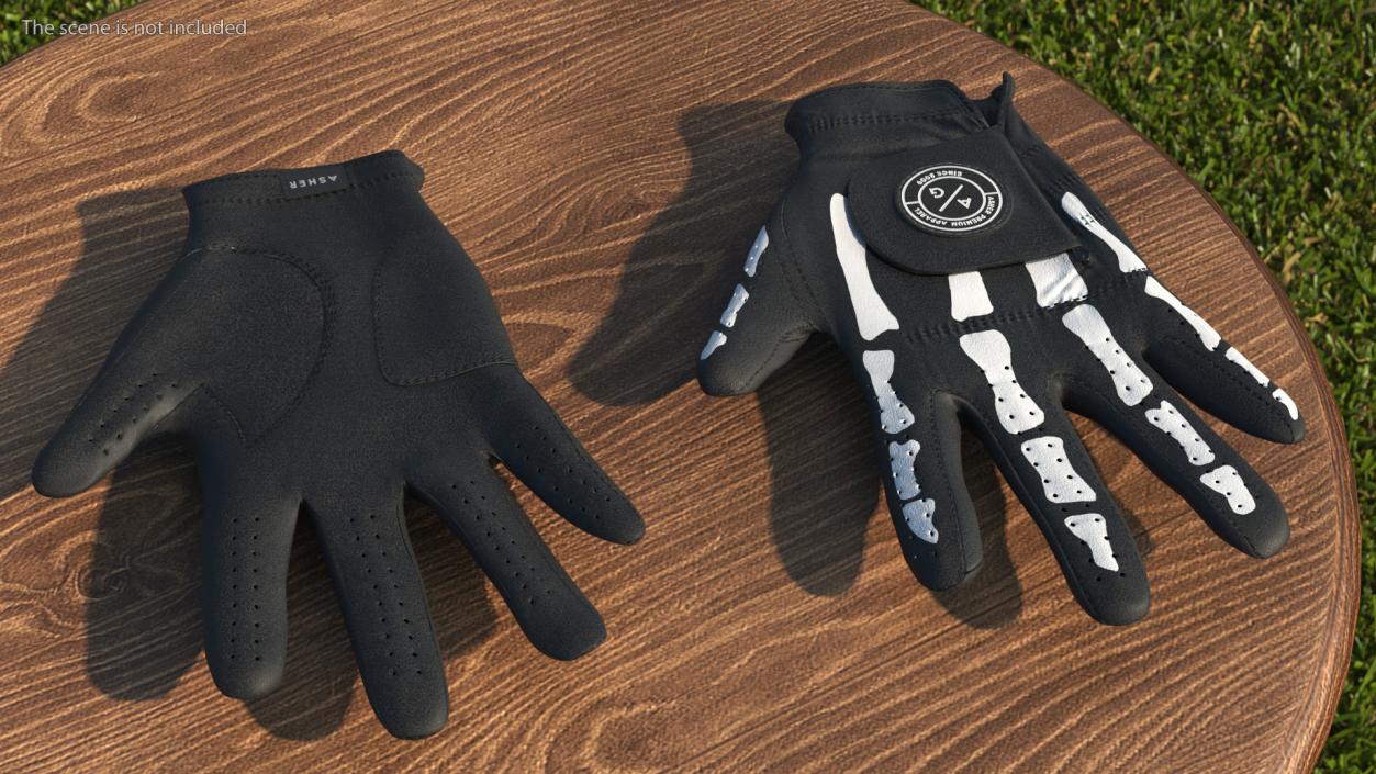 Lying Black Asher Premium Golf Gloves 3D