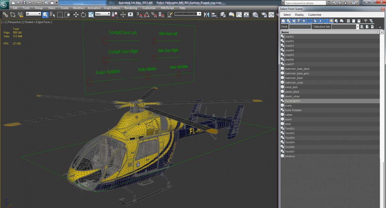 3D model Police Helicopter MD 902 Explorer Rigged