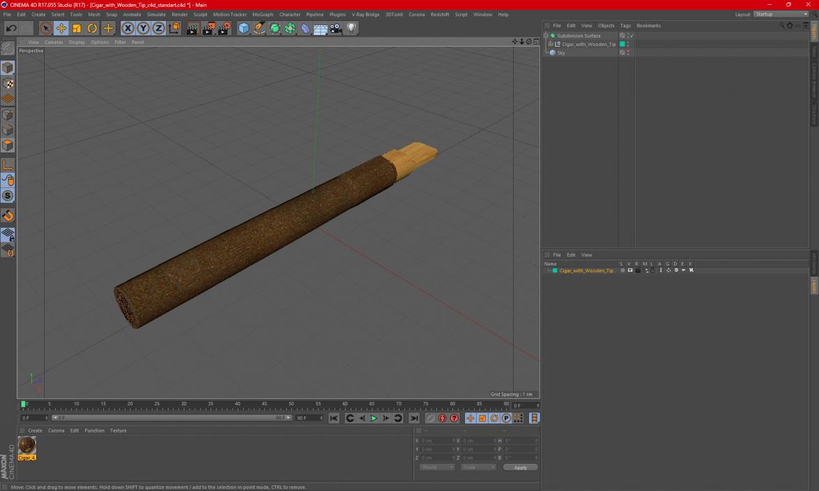 3D Cigar with Wooden Tip