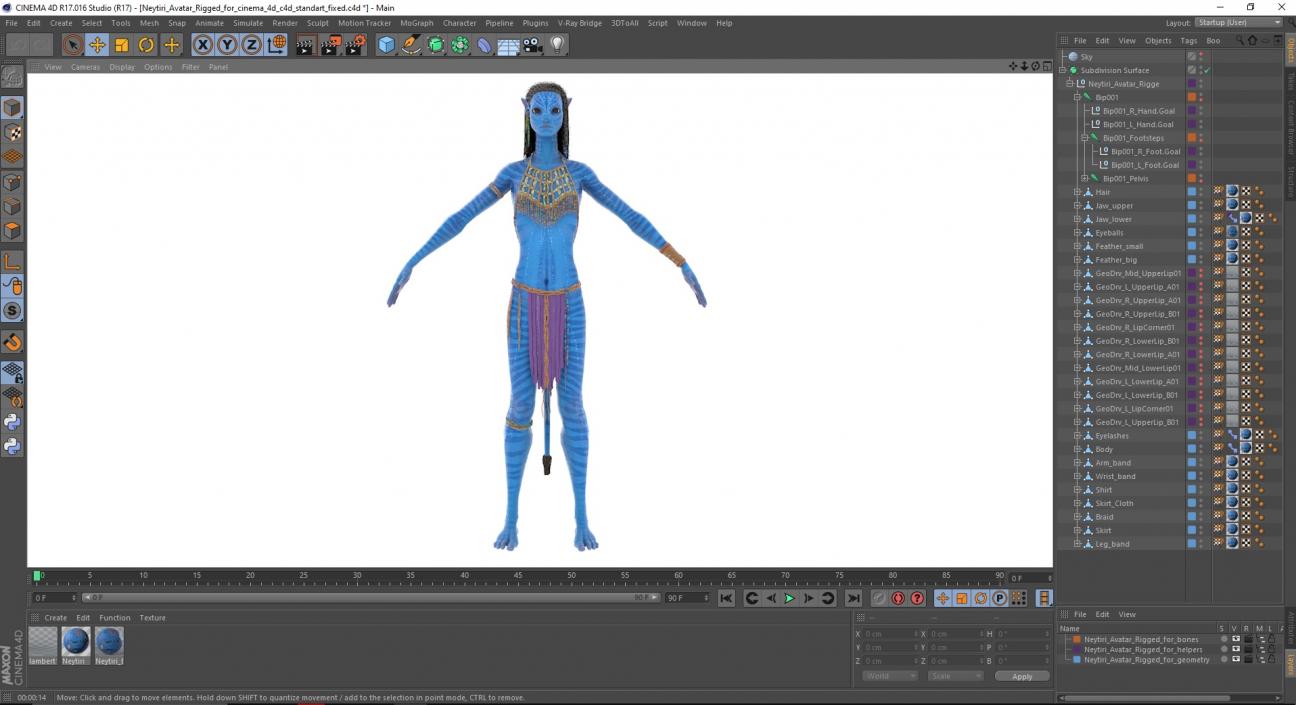 3D model Neytiri Avatar Rigged for Cinema 4D