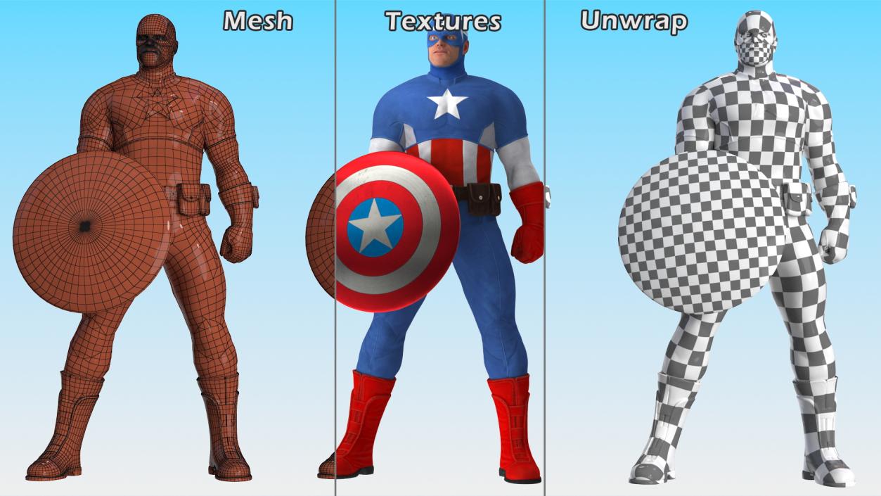 3D Marvel Comics Captain America Standing Pose model