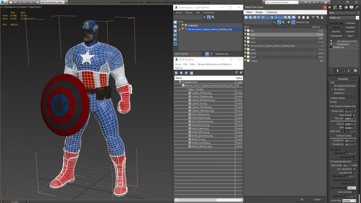 3D Marvel Comics Captain America Standing Pose model