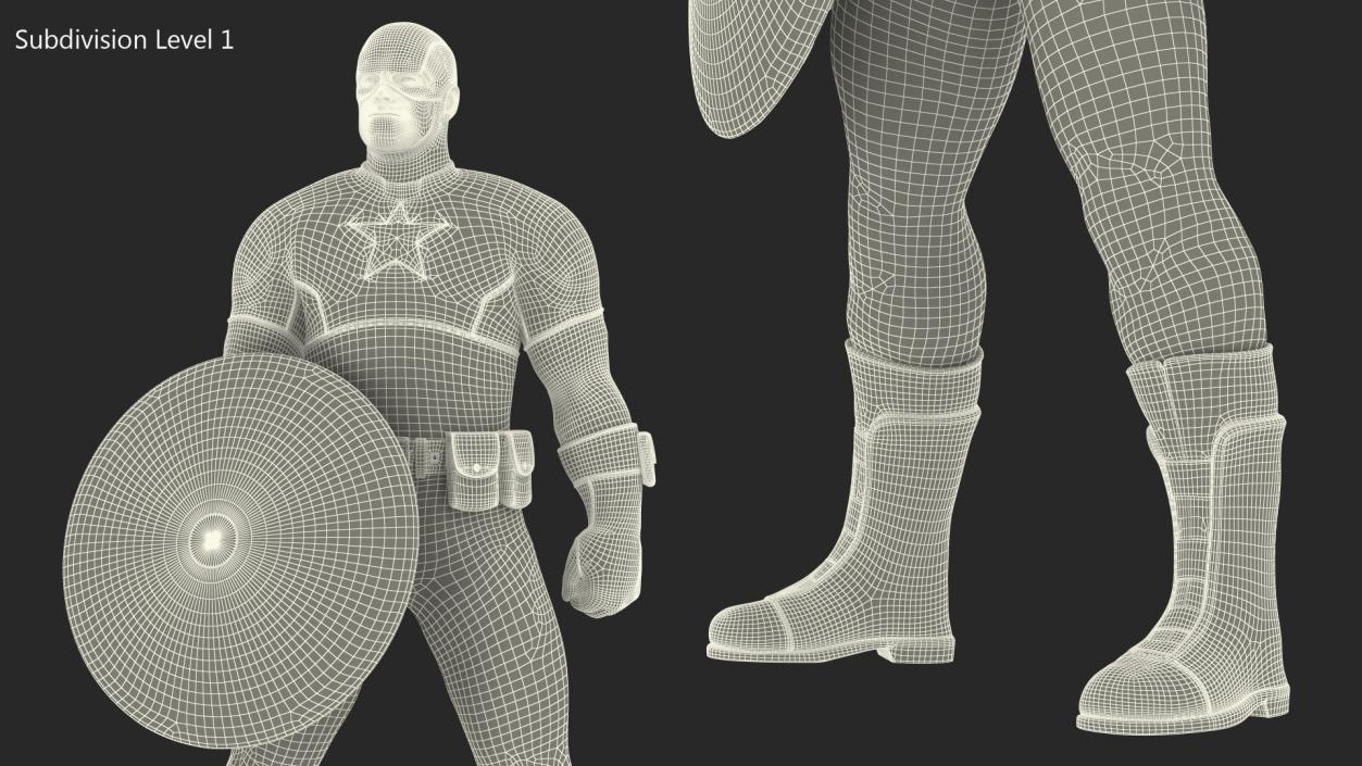 3D Marvel Comics Captain America Standing Pose model