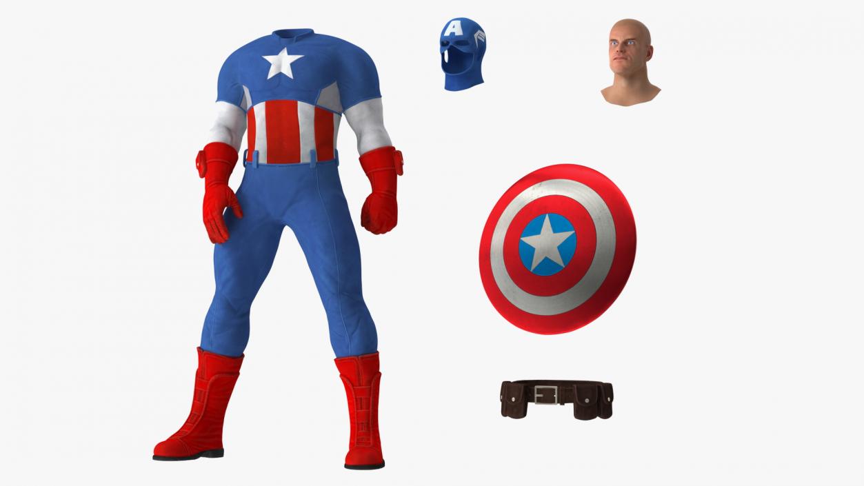 3D Marvel Comics Captain America Standing Pose model