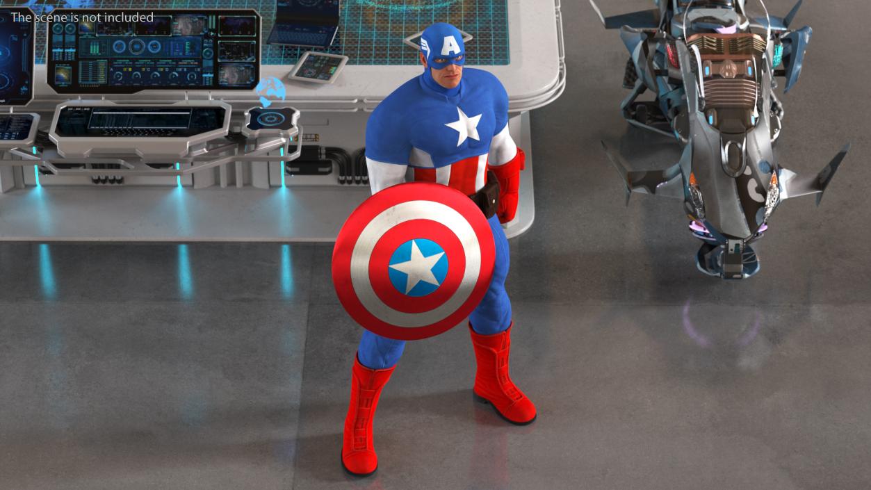 3D Marvel Comics Captain America Standing Pose model