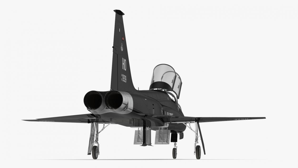 3D model T-38 Talon USAF Jet Trainer Black Rigged