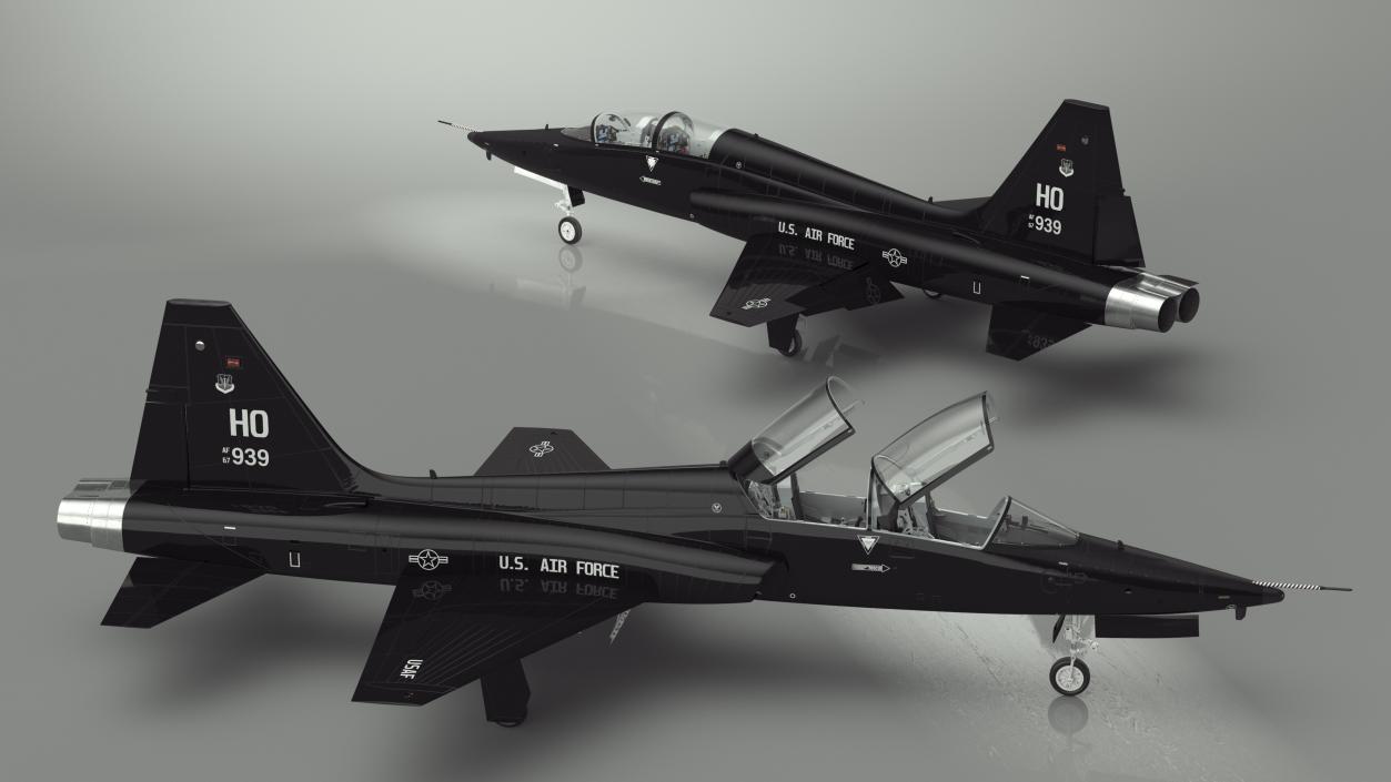 3D model T-38 Talon USAF Jet Trainer Black Rigged