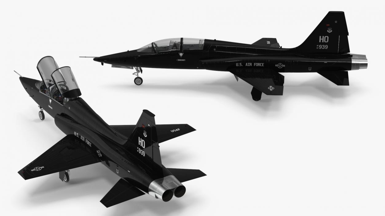 3D model T-38 Talon USAF Jet Trainer Black Rigged