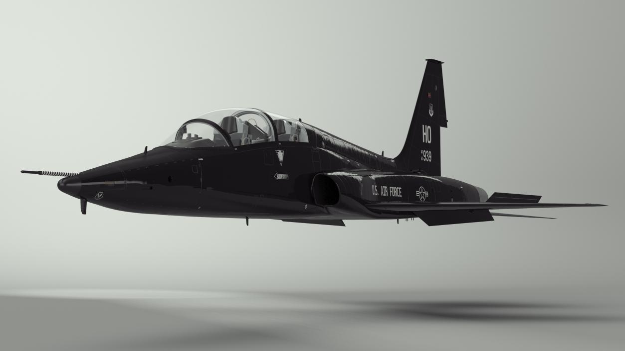 3D model T-38 Talon USAF Jet Trainer Black Rigged