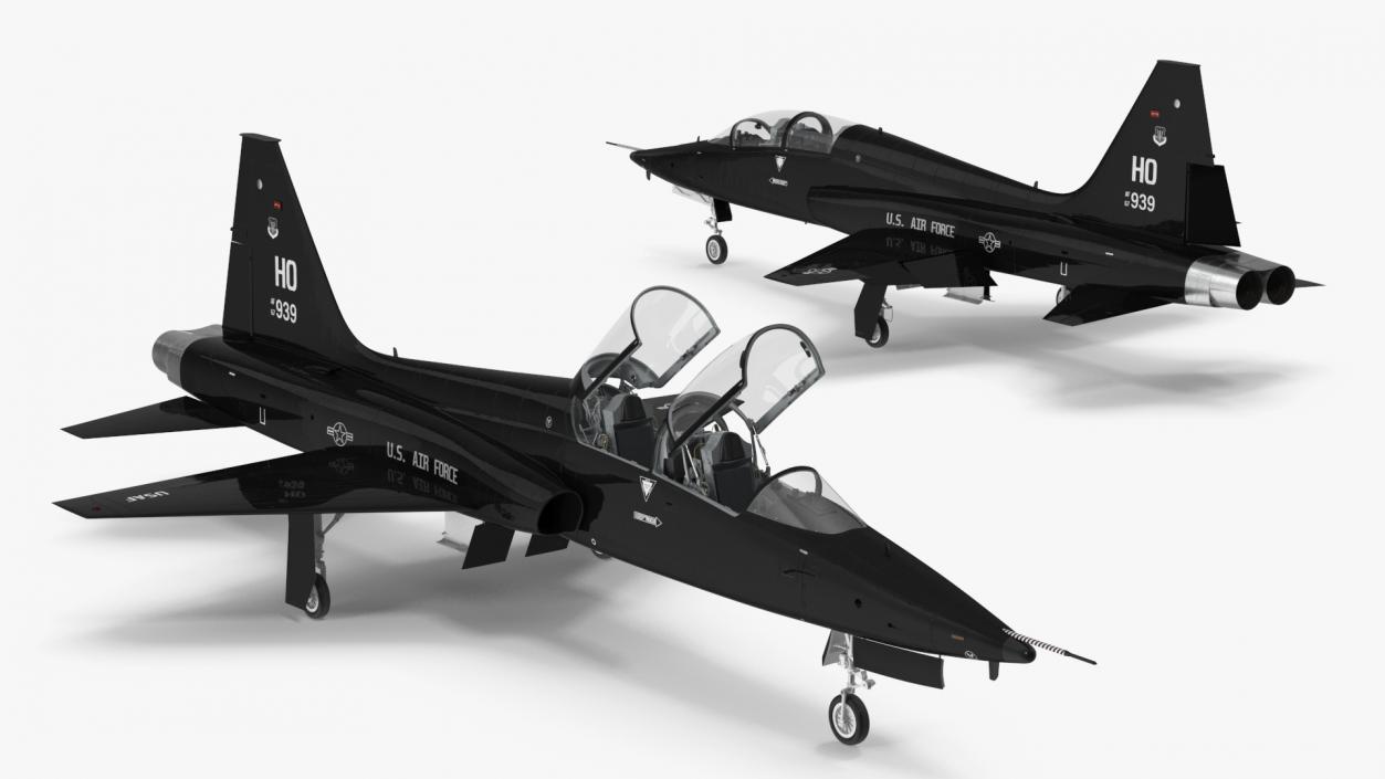 3D model T-38 Talon USAF Jet Trainer Black Rigged