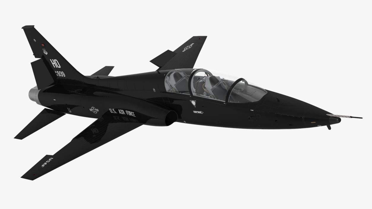 3D model T-38 Talon USAF Jet Trainer Black Rigged