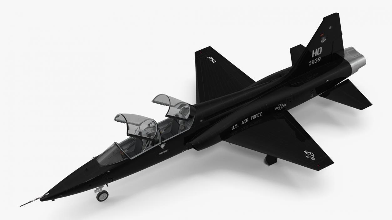 3D model T-38 Talon USAF Jet Trainer Black Rigged