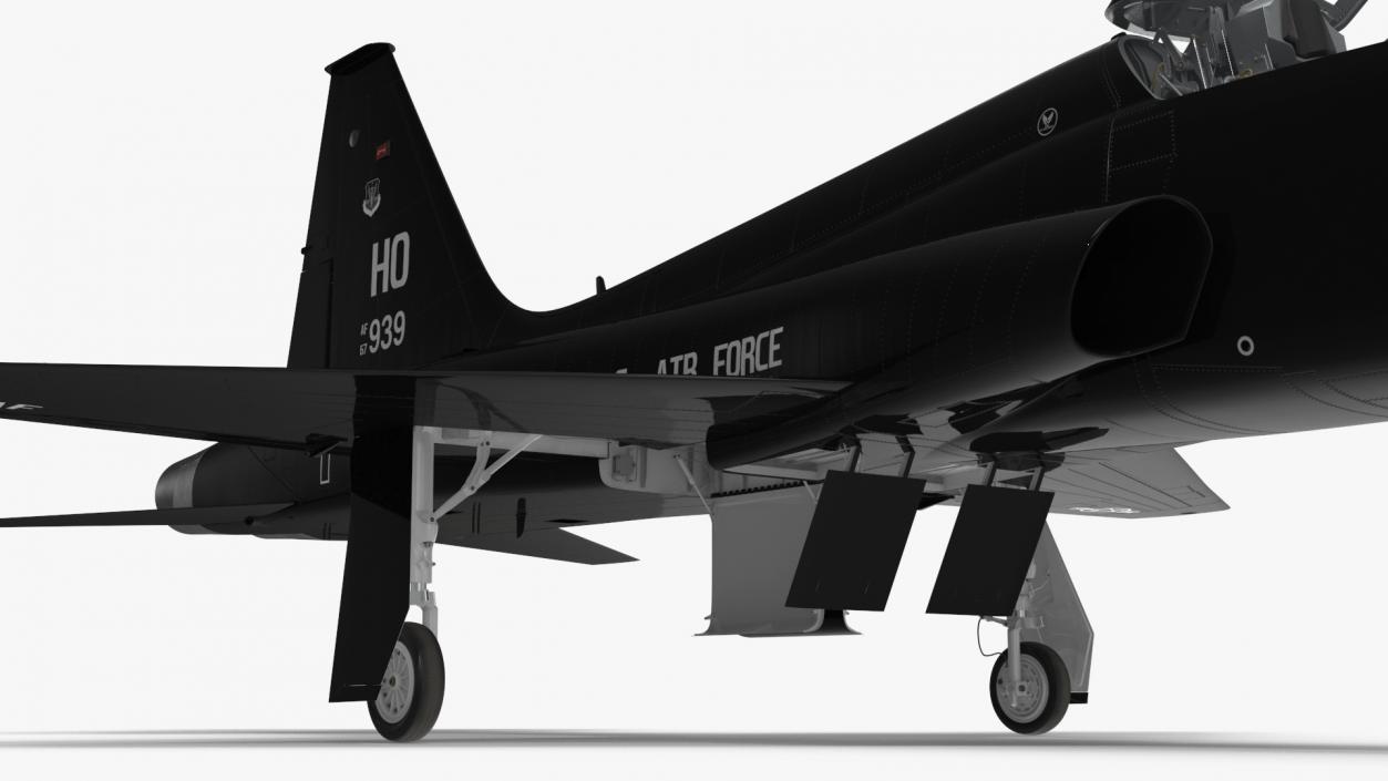 3D model T-38 Talon USAF Jet Trainer Black Rigged