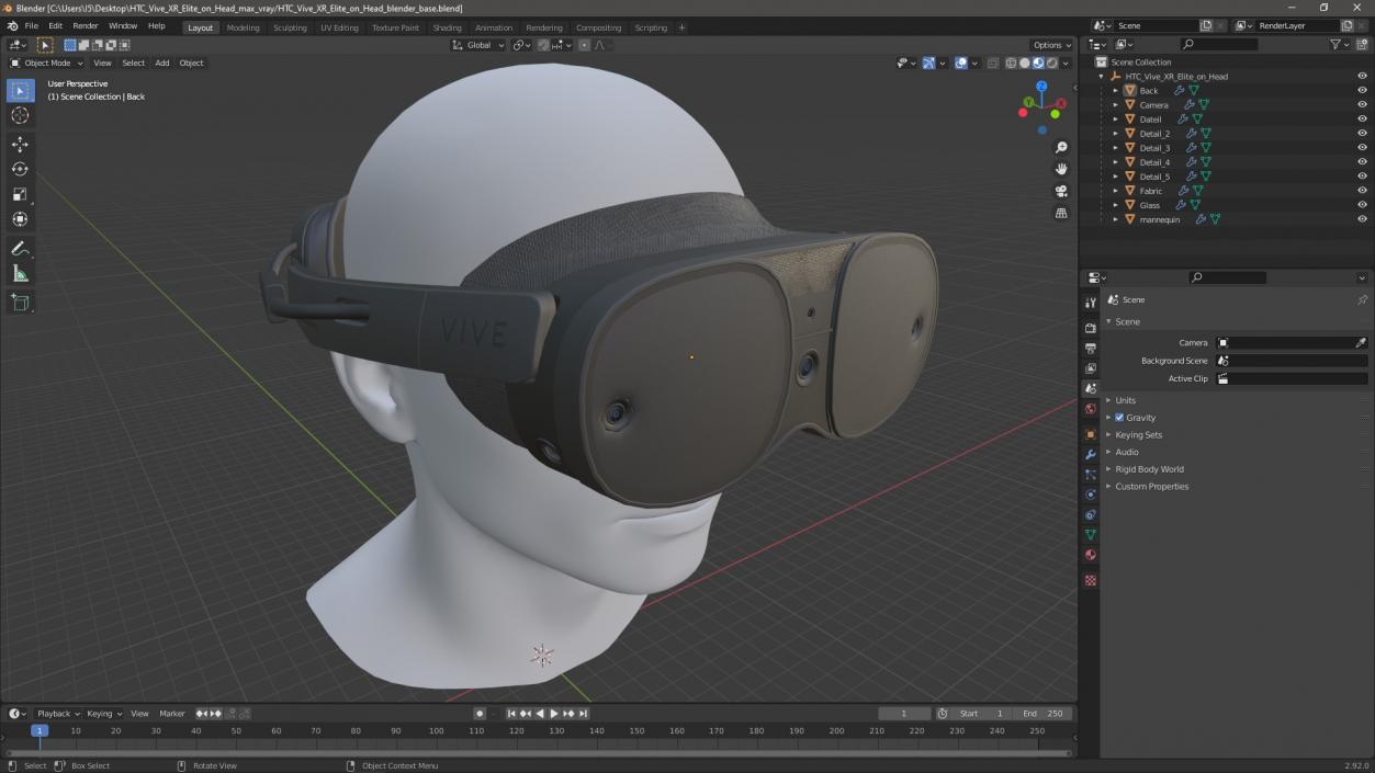 3D model HTC Vive XR Elite on Head