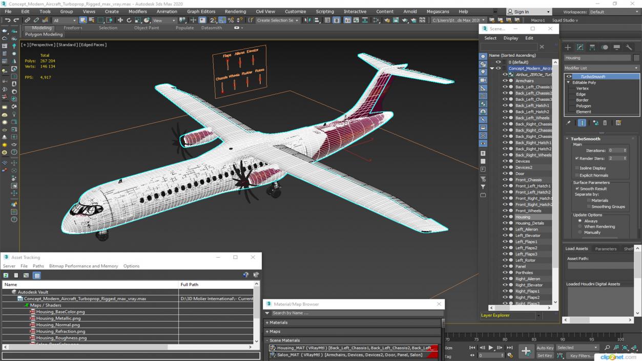 Concept Modern Aircraft Turboprop Rigged for Maya 3D model