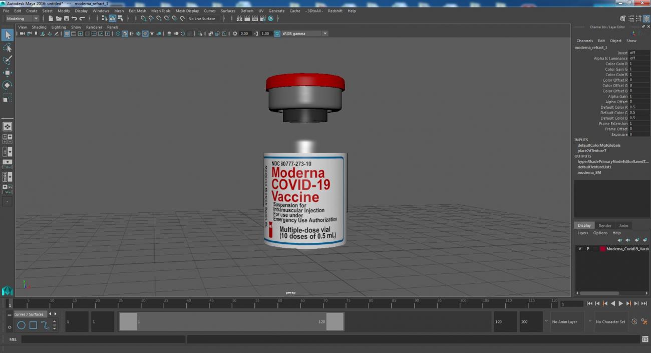 3D Moderna Covid19 Vaccine model