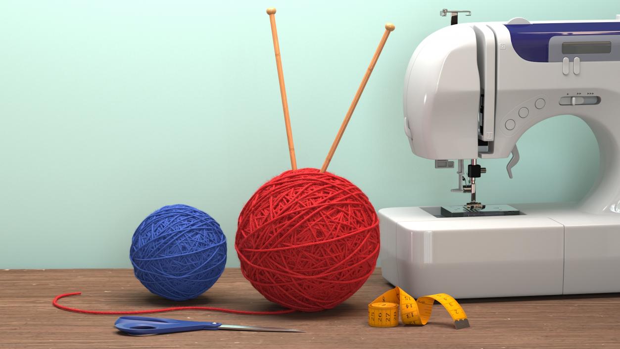 3D Wool Yarn with Knitting Needle Collection