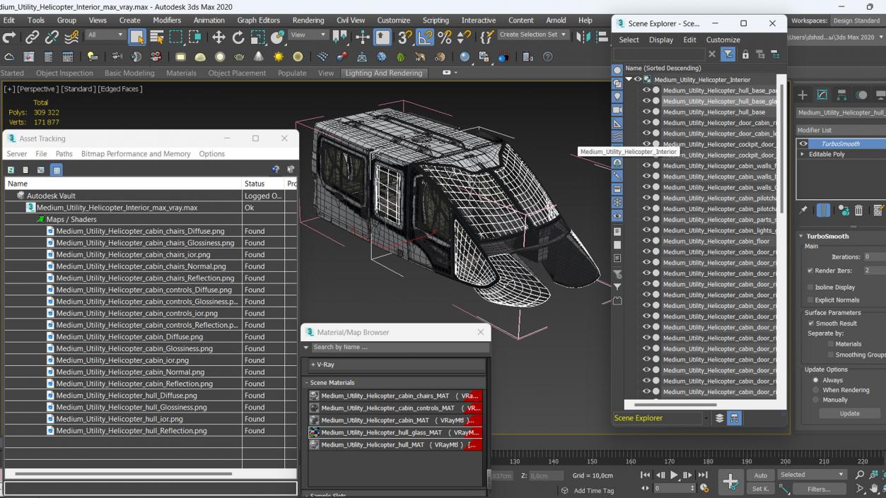 Medium Utility Helicopter Interior 3D model