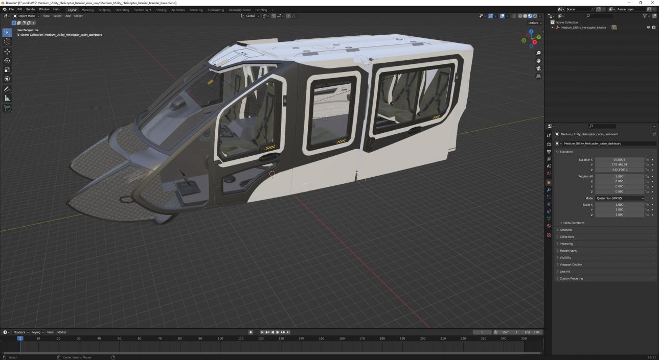 Medium Utility Helicopter Interior 3D model