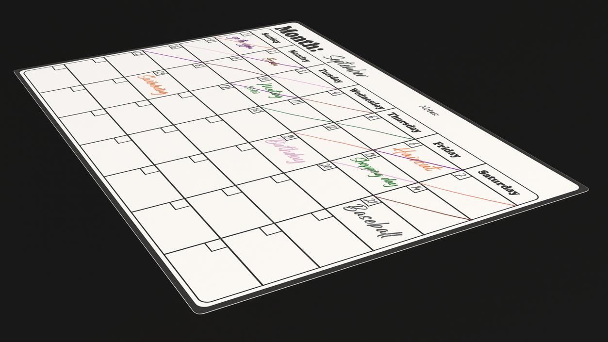 Magnetic Fridge Calendar 3D model