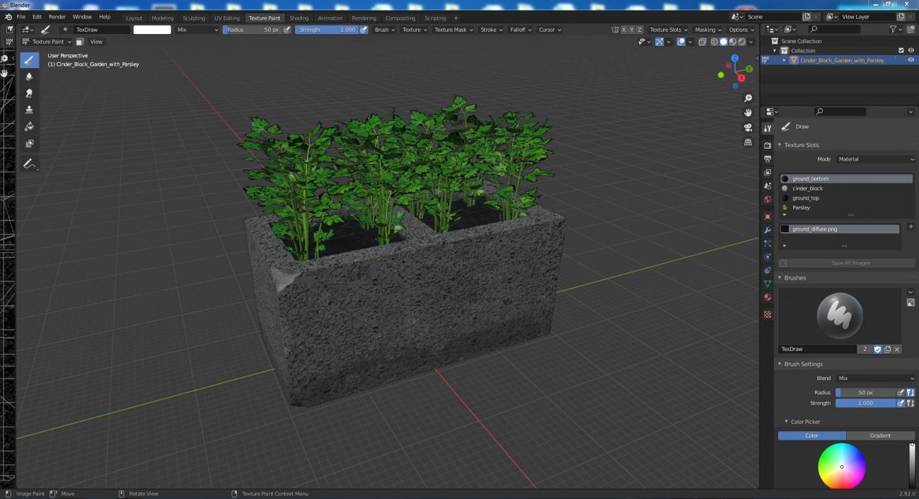 Cinder Block Garden with Parsley 3D