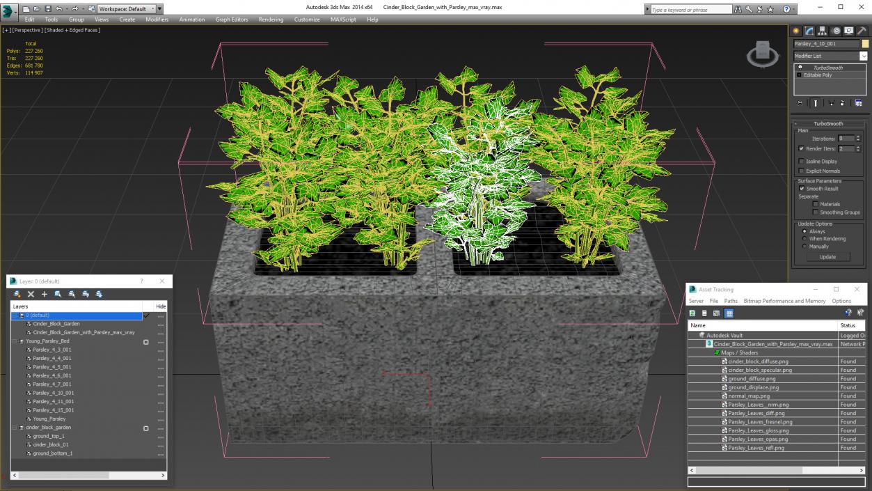 Cinder Block Garden with Parsley 3D