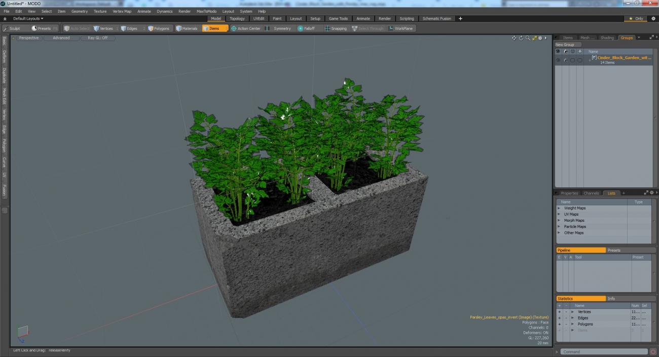 Cinder Block Garden with Parsley 3D