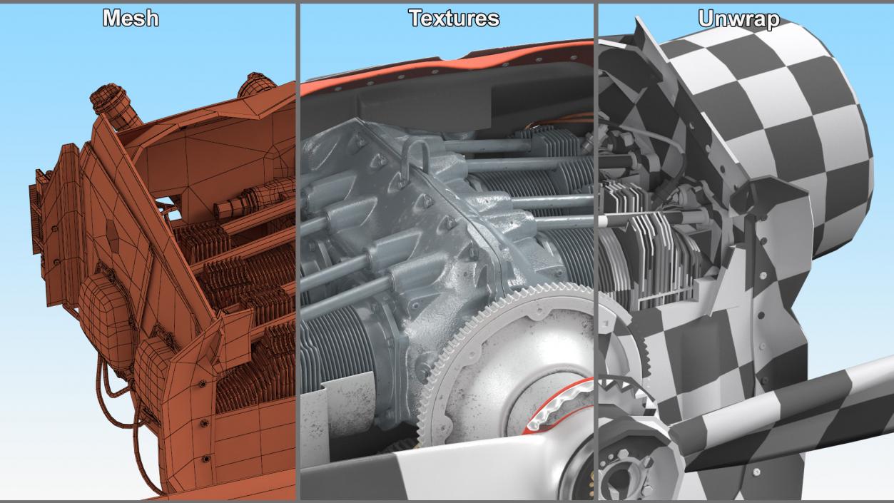 3D model Aero Engine Lycoming O 320 Old