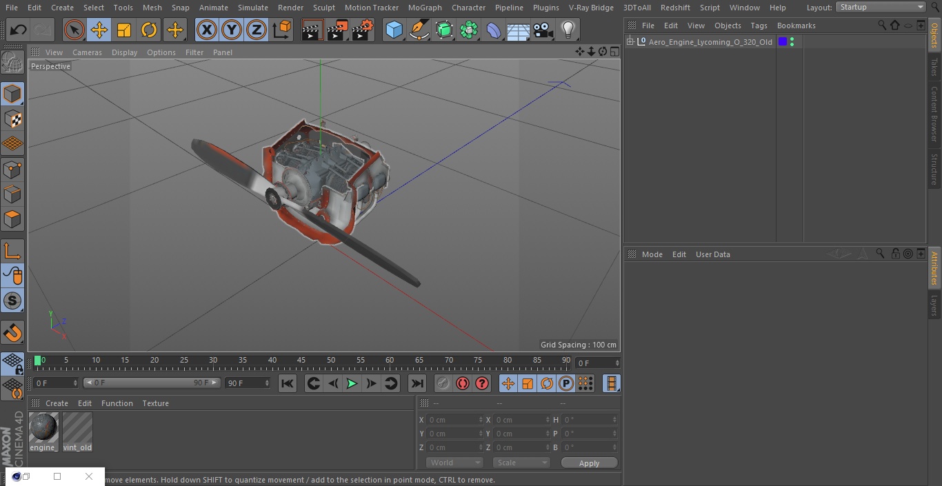 3D model Aero Engine Lycoming O 320 Old