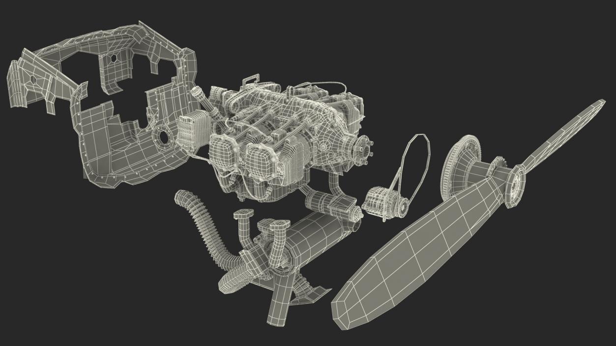 3D model Aero Engine Lycoming O 320 Old